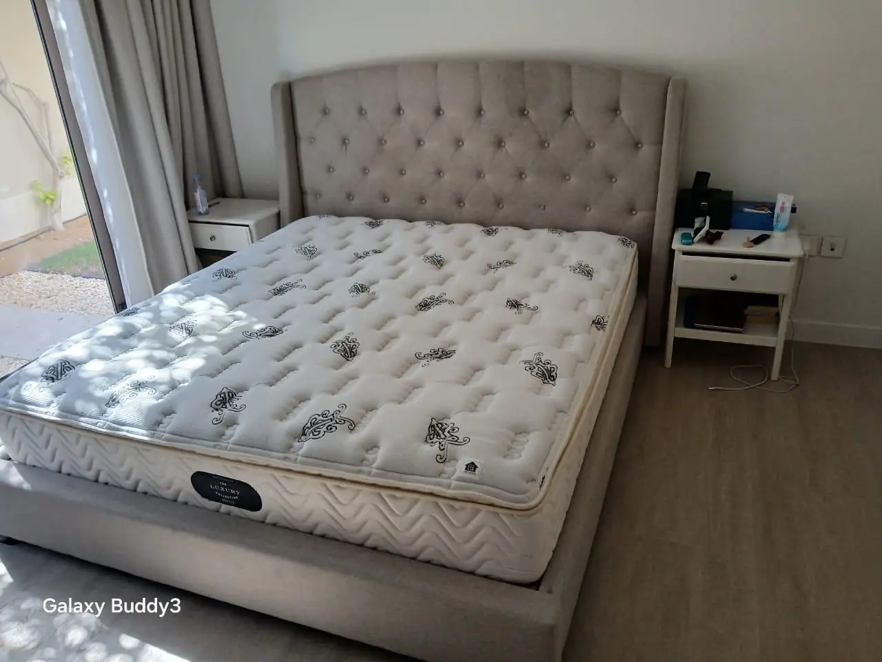 Upholstered bed and mattress donated in Dubai