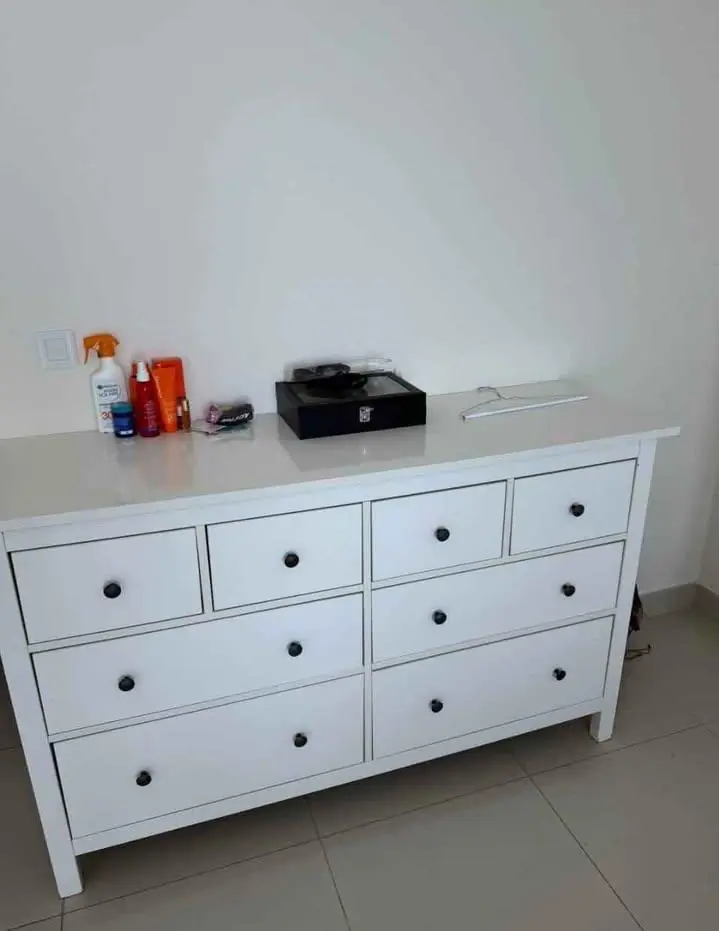 White chest of drawers donated in Dubai