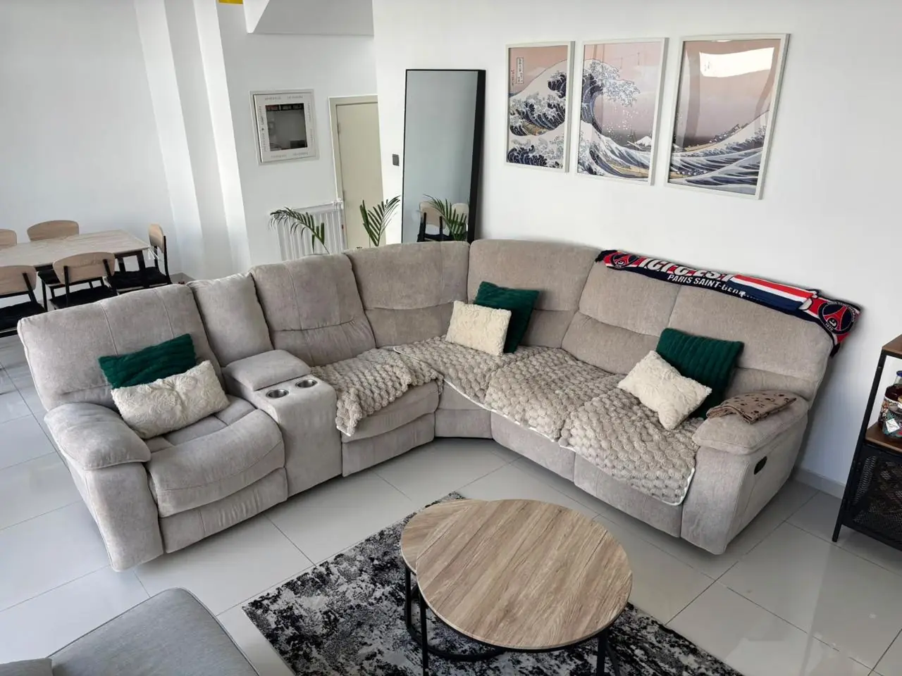 Sectional recliner sofa donated from a Dubai apartment